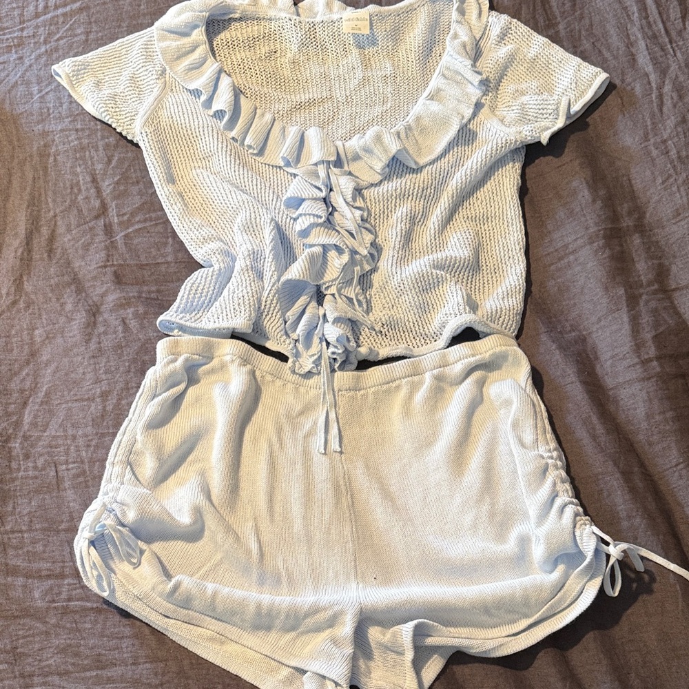 Wild Fable Crochet Ruffle Top and Matching Shorts